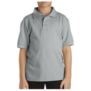 NWT Dickies Boys Size XL (18/20) Heather Gray Pique Polo Short Sleeve Shirt